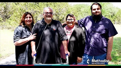 David learns to walk again after beating COVID-19