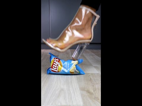 Experiment High Heels vs Chips | Crushing Crunchy & Soft Things by Shoes! #Shorts