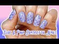 Blue and pink quatrefoil nails using plastic wrap 🤔