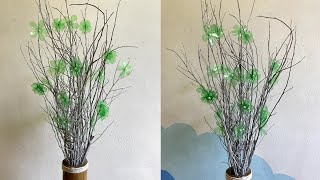 Tree branches decoration ideas | Plastic bottle flowers