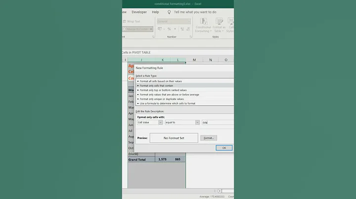 #Shorts | Remove Blank Cells in PIVOT TABLE with Conditional Formatting