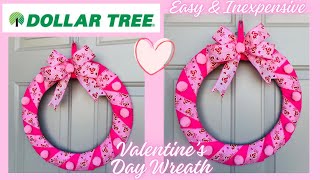 DOLLAR TREE ❤️VALENTINE’S DAY WREATH DIY ❤️EASY & INEXPENSIVE CRAFTS PLUS BOW TUTORIAL