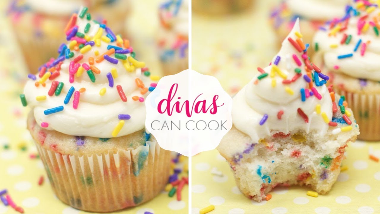 How to Make Funfetti Cupcakes From Scratch! | Divas Can Cook