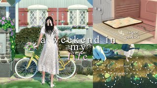 sims 4 vlog // a weekend in my life: living alone, bake sale, grocery shopping, pen pals 🌷🐇🌿🍄🦜