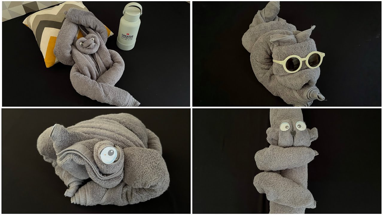 Как сделать фигурки из полотенец: лягушку, обезьяну, собаку и коалу.