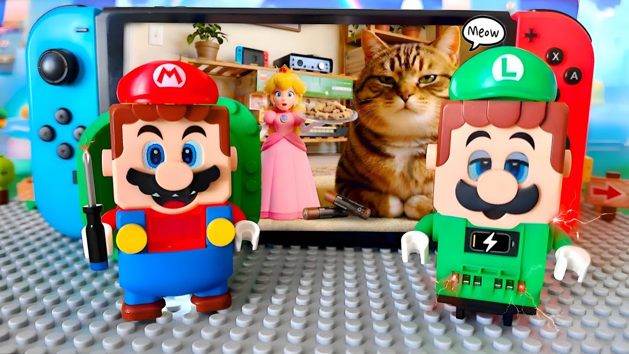 Lego Luigi is Losing Power⚡Mario & Princess Must Enter Nintendo to Charge Him!🔋 #legomario