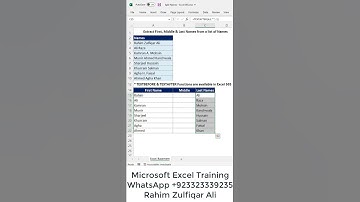Extract First, Middle & Last Names from a list of Names in Microsoft #Excel #shorts