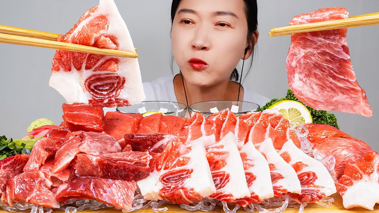 АСМР сашими из тунца МУКБАНГ звуки еды