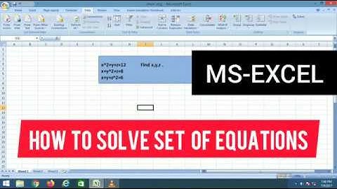Solving More than 2 equations in MS-EXCEL in seconds...