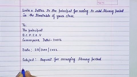 Letter to the principal for arranging library period