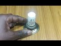Emergency light using fluorescent starter, white led, coin cell battery and a reed switch