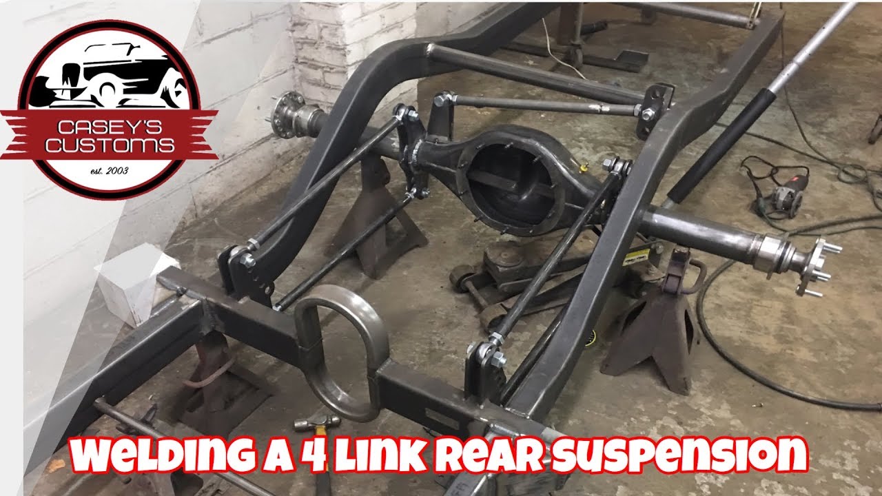 welding a 4 link rear suspension up CUSTOM HOT ROD!! 1955 FORD F100 AIR