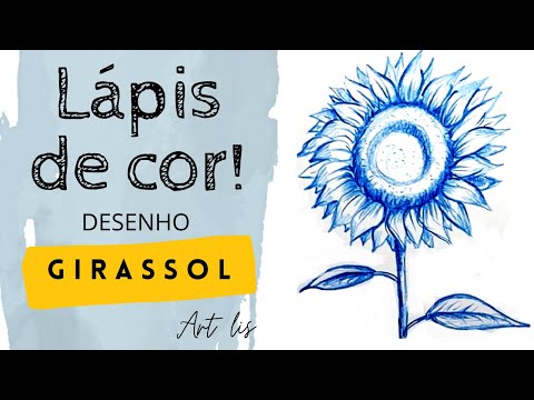 Como DESENHAR um GIRASSOL SIMPLES com apenas UMA COR - LÁPIS DE COR AQUARELÁVEL!