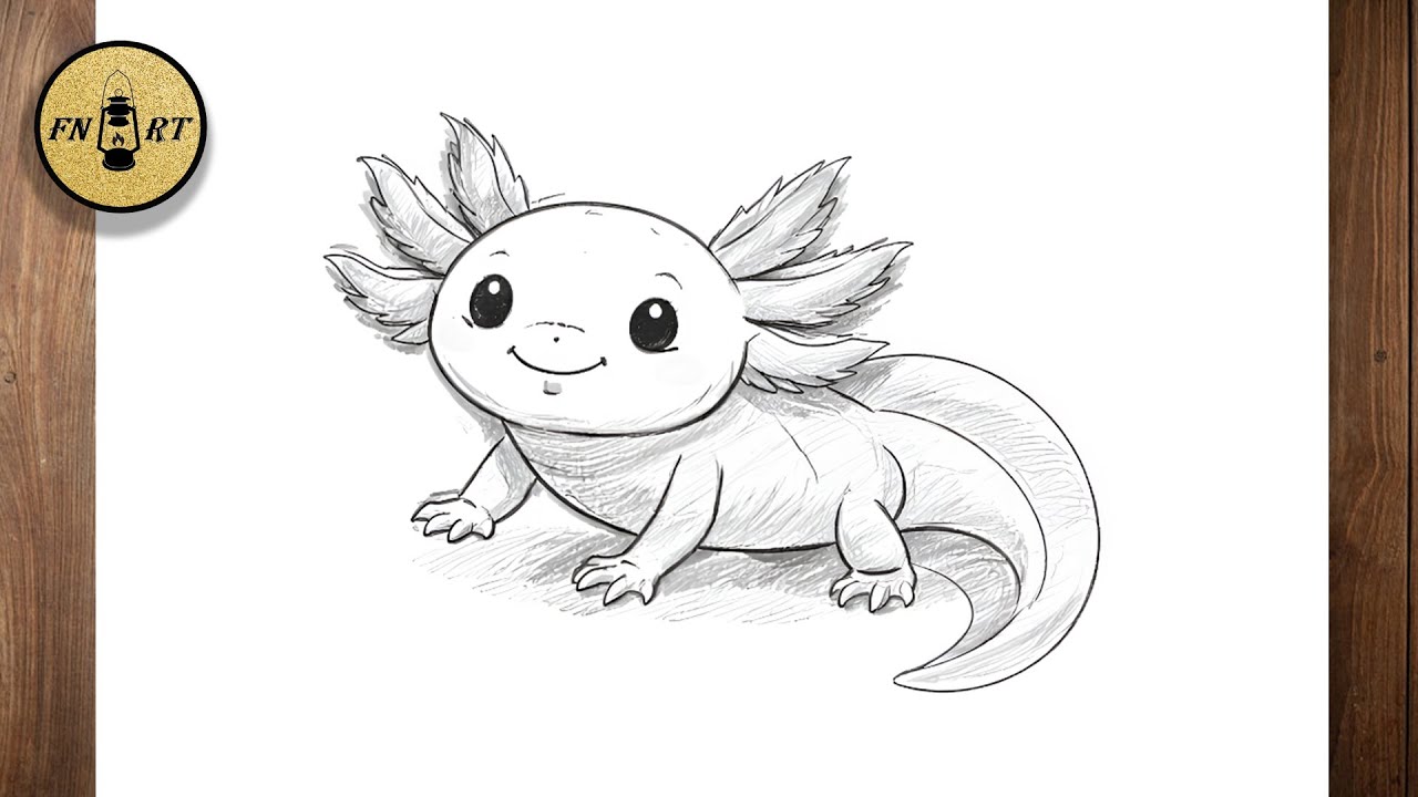 Tutorial on how to draw an axolotl realistic with pencil step by step ...