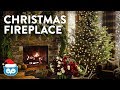 COZY Christmas Living Room Fireplace:  Christmas Tree, Crackling Fire, & Falling Snow Ambience