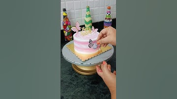 Pink Cake Design With Butterfly Topper😍💕🦋#shorts #viral #trending#cake#javan#youtube #youtubeshorts