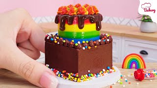 [💕Mini Cake 💕]  2-tier Rainbow Chocolate Square Cake | Mini Bakery