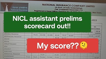 NICL ASSISTANT PRELIMS 2024 SCORECARD OUT🥵🫠