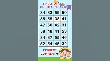 Find 3 pairs of identical numbers /Dementia Prevention Quizzes/Dementia Tests. No.57