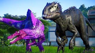 SPIDERMAN T-REX vs VENOM vs HULK vs JOKER SUPERHERO DINOSAURS BATTLE - Jurassic World Evolution