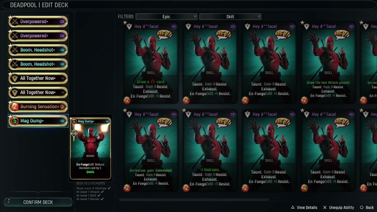 Marvel's Midnight Suns: Deadpool best cards and skills guide