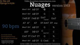 Video thumbnail of "Nuages (90 bpm) - Gypsy jazz Backing track / Jazz manouche"
