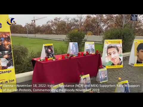 Vienna—November 18, 2022: MEK Supporters Rally in Support of the Iran Protests
