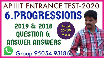 AP IIIT ENTRANCE TEST- PROGRESSIONS QUESTION & Answers | AP & TS POLYCET-Question & Answers-2019,18|