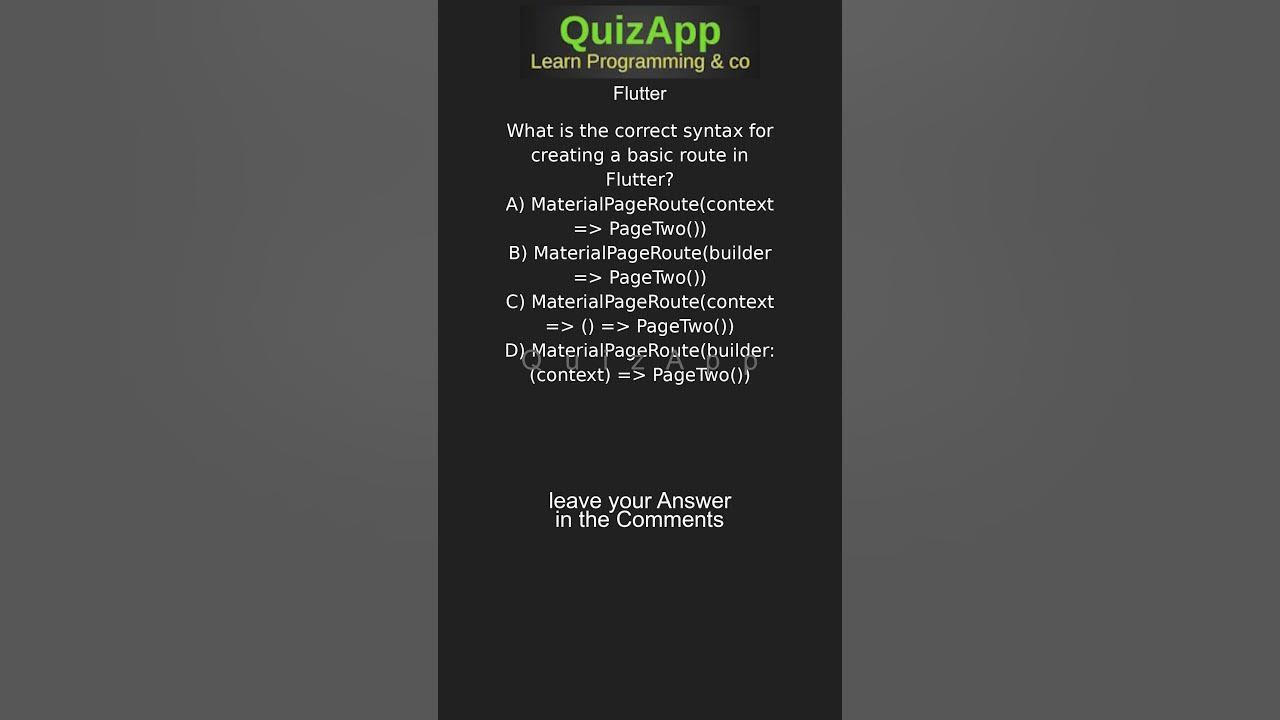 Flutter What is the correct syntax for creating a basic route in ...