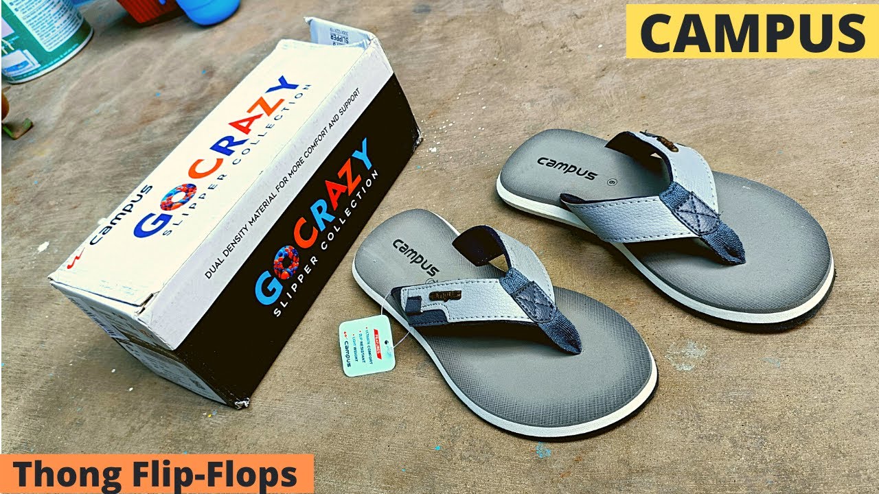 Campus Men Grey Thong Flip Flops - YouTube