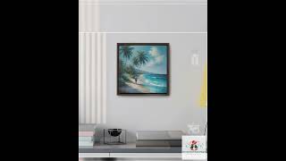 Gallery Framed Canvas Print, Available in 12x12" and 16x16" Sizes, Tropical Beach Art Canvas, Wal...