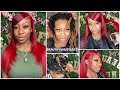 DETAILED Lace Wig Install Over MEDIUM LENGTH LOCS😍🙌🏾|  Cherry 🍒Color Swoop W/Layers|Tinashe Hair