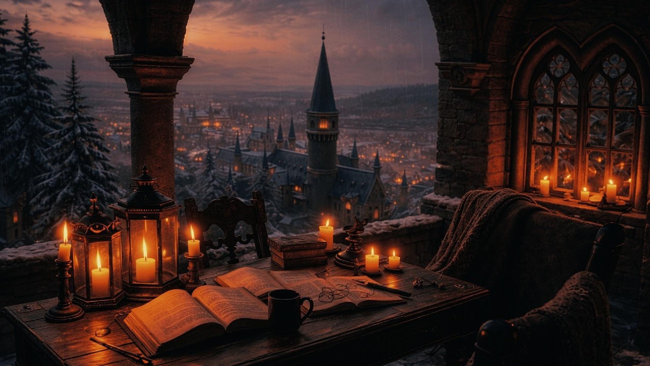 Rainy Dark Academia Night | Soft Piano & Cozy Study Ambience