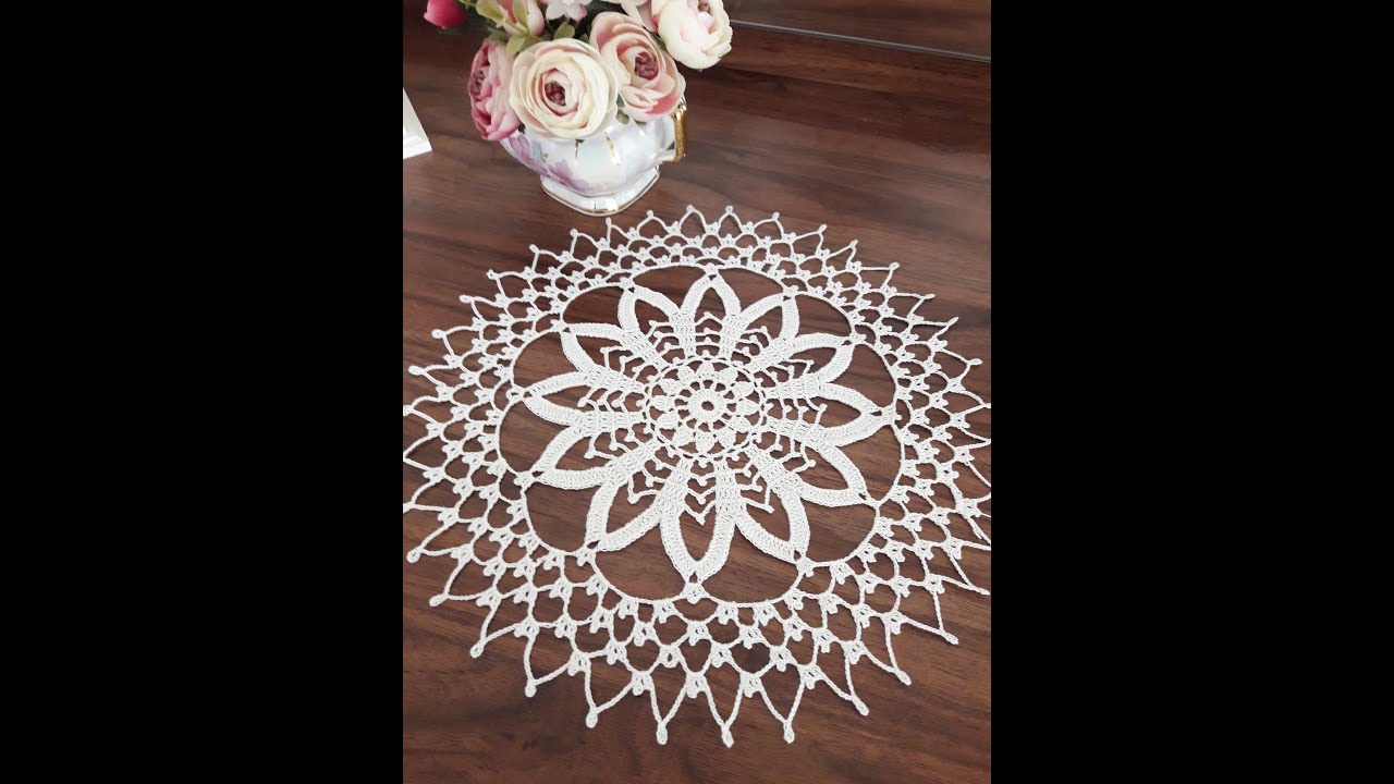 Yatak Odasına Çeyizlik Dantel Örtü Yapımı 2/2- Crochet Lace Round Pattern 2/2