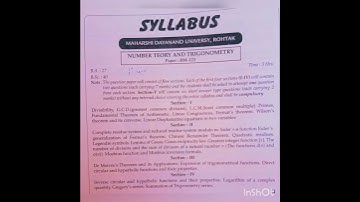 Number Theory And Trigonometry||Bsc Maths syllabus Mdu