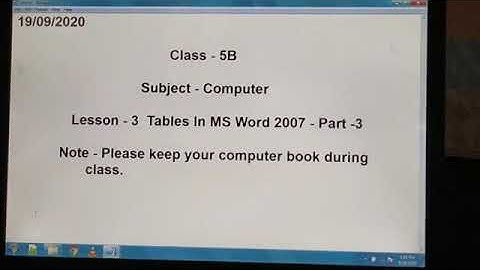 Class 5 - Computer- Lesson 3- Tables in MS Word 2007 (Part -3)