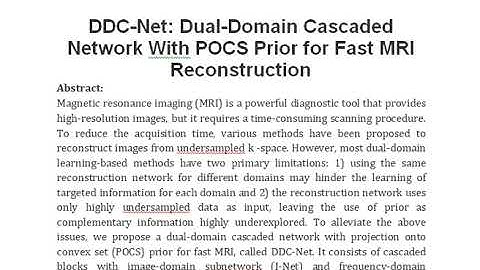 DDC Net  Dual Domain Cascaded Network With POCS Prior for Fast MRI Reconstruction