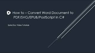 How to Convert Word Documents to PDF/SVG/EPUB/PostScript in C# screenshot 4