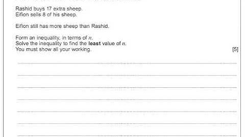 WJEC GCSE Mathematics Intermediate Unit 1 : Forming and solving an inequality