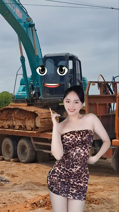 Truck Trailer Excavator Cobelco dan Cewek Cantik #truck #excavator #cobelco #cewek #shorts #video