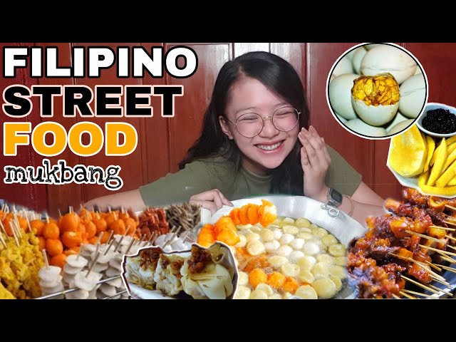FILIPINO STREET FOOD MUKBANG | Balut, Fishball, Kikiam, Mangga, Siomai, Kalamares at iba pa! class=