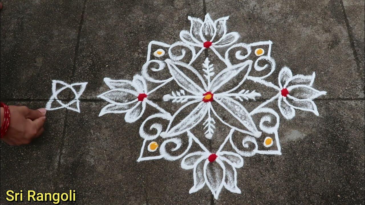 2 min Rangoli Designs 3x3 dots Small Daily MugguluEasy Rangoli ...