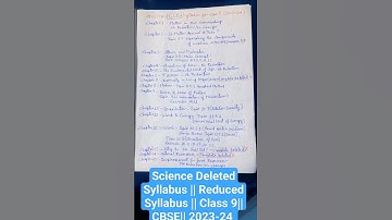 #deletedsyllabus || Science class 9|| CBSE|| Reduced Syllabus 2023-24