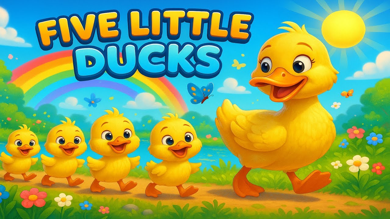 Five Little Ducks | 3D Animated Nursery Rhyme 🎬🦆 | Learn to Count 1–5 🔢 | Fun! 🎉