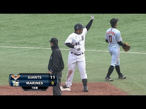 今日一番の歓声！アジャが期待に応える適時二塁打！ 2014.03.12 H-D