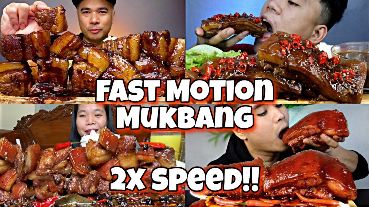 2x speed!!🔥ASMR Juicy Braised Pork Belly adobo Mukbang|fast motion pork Eating compilations #mukbang