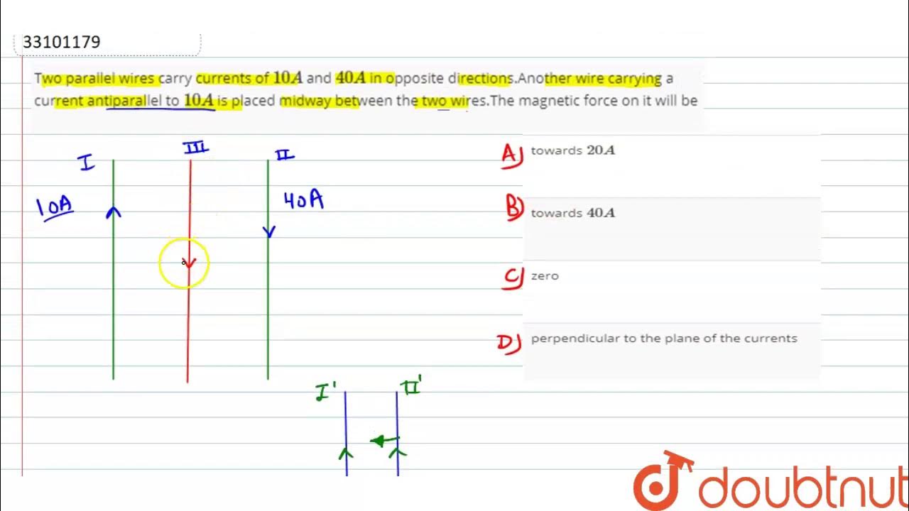 Two parallel wires carry currents of `10 A` and `40 A` in opposite direction YouTube