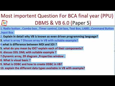 BCA 3rd year repeat most important questions For final year student (Paper 5) _PPU and MU_