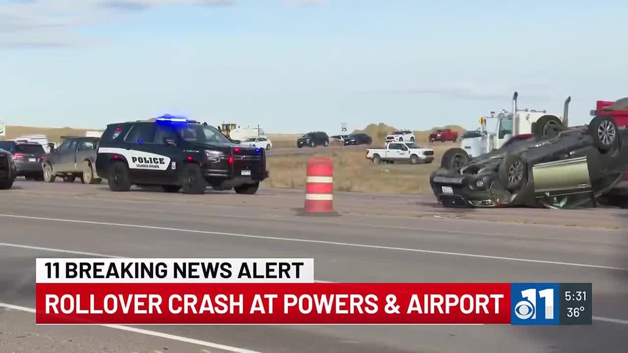 Rollover crash at Powers and Airport in Colorado Springs - YouTube