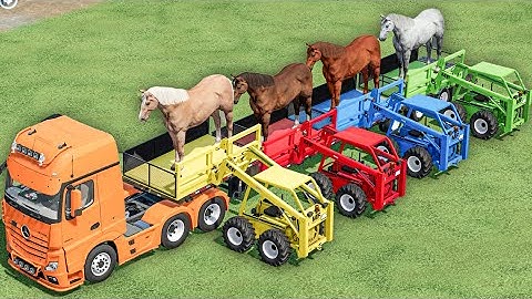 TRANSPORT OF COLORS ! GIANT HORSE LOADING WITH MASSEY FERGUSON MINI LOADERS ! Farming Simulator 22